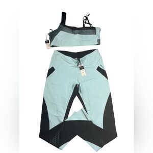 Lukka Lux Matching Set Duga Leggings Chamber Bra NWT Mint Black Mesh Size Large